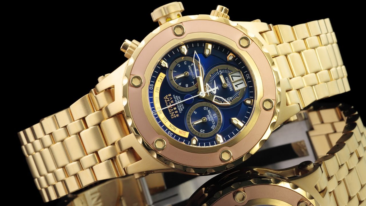 Invicta 90120 52mm Reserve Specialty Subaqua 2 Tone Gold Swiss Chronograph Bracelet Watch