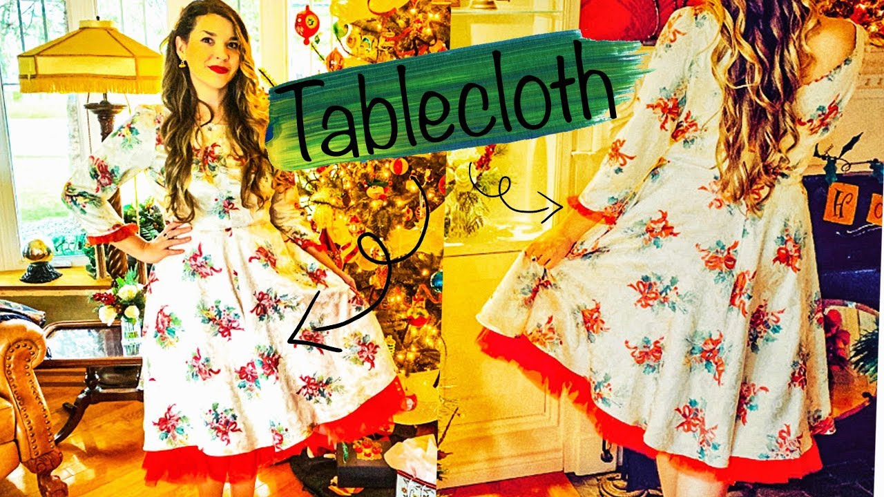 Making a Vintage Christmas Dress | Tablecloth Into Dress | Home For The Holidays