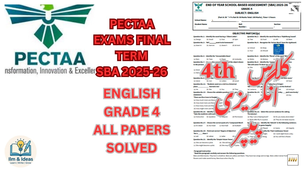 GRADE 4 ENGLISH PAPER PECTAA SBA END OF YEAR/ FINAL TERM 2025-26