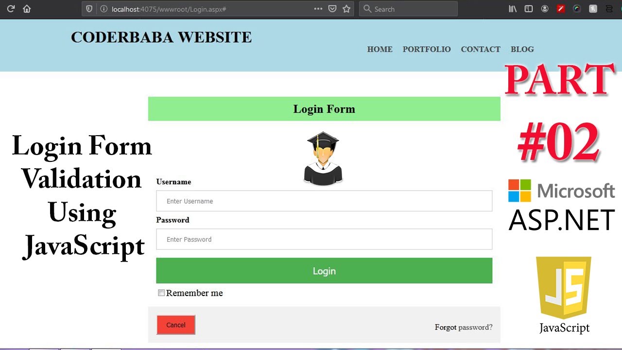 (Hindi) Lec #02 ASP.NET C# Login Form Validation Using JavaScript