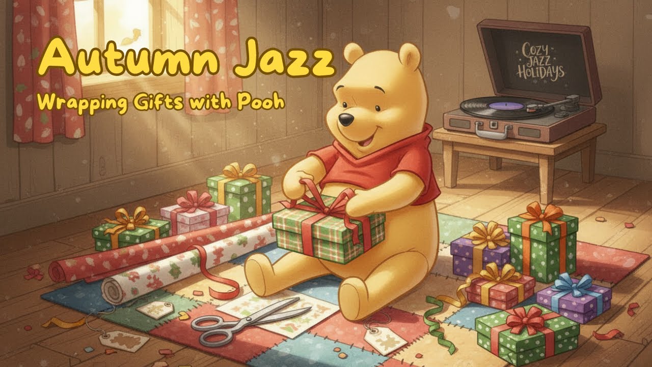 Autumn Cozy Jazz for Study & Relax🎄🎁Wrapping Gifts with Pooh