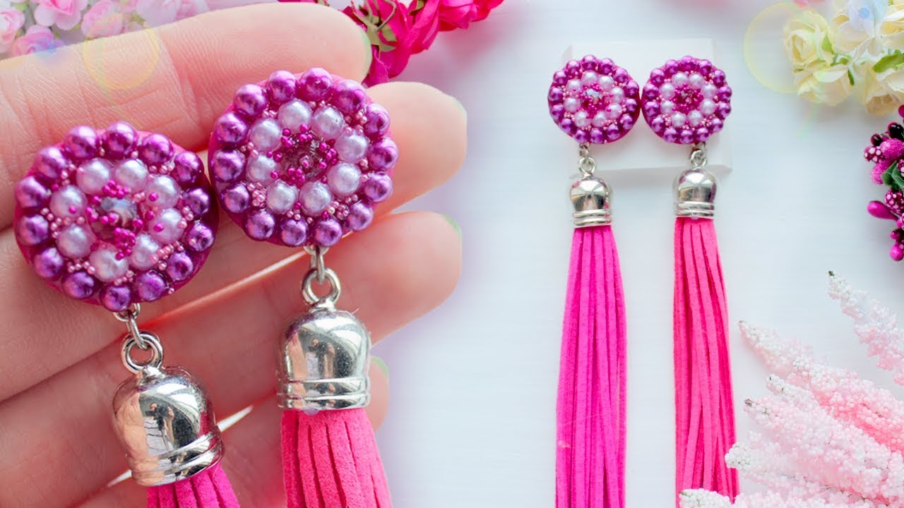 Pink Tassel Earrings ● EASY DIY ● Beebeecraft  Shopping ●