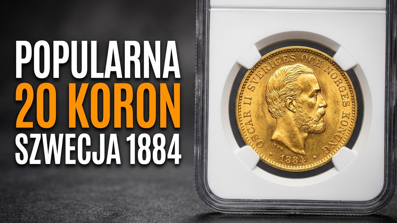 Popularna moneta szwedzka 20 Koron z 1884 roku