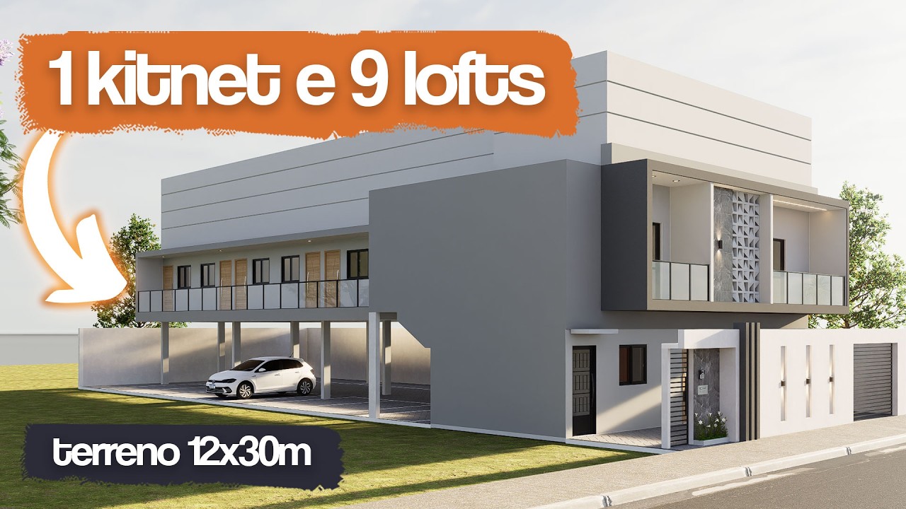 Terreno 12x30m: Projeto Aprovado com 9 Lofts, 1 Kitnet e 10 Vagas de Garagem