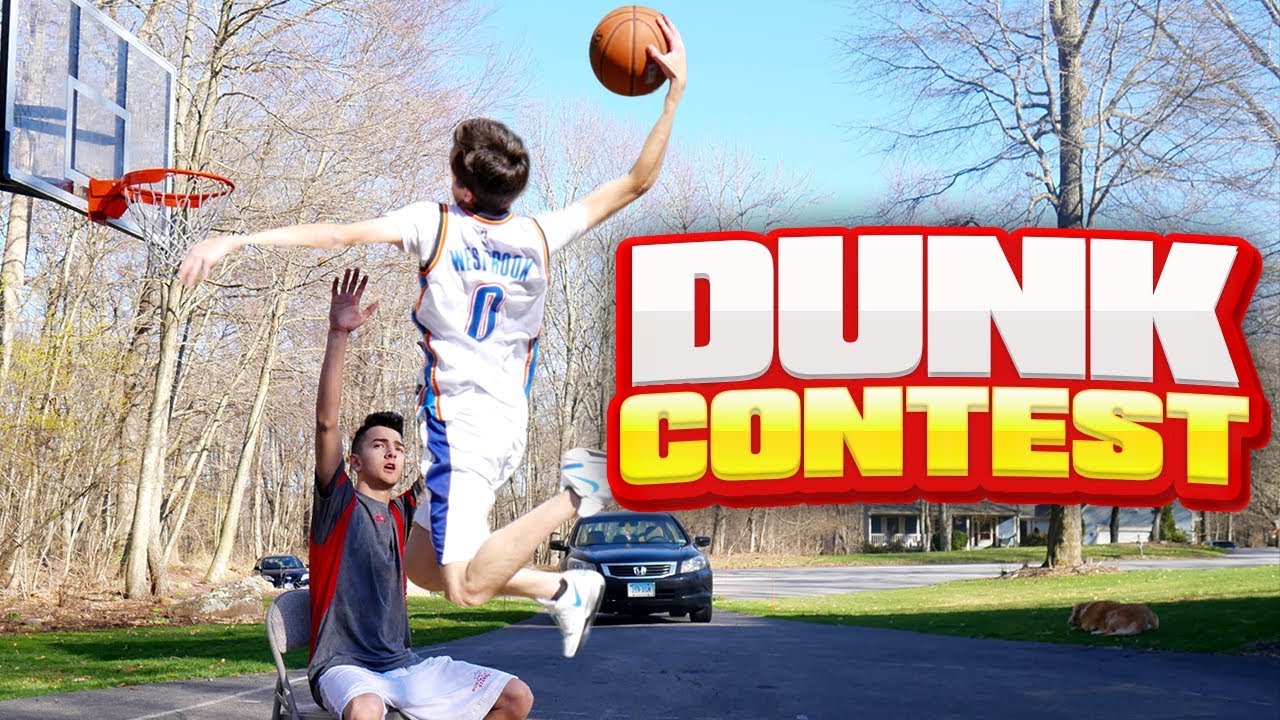 OMG I DUNKED OVER HIM! CRAZY MINI HOOP DUNK CONTEST