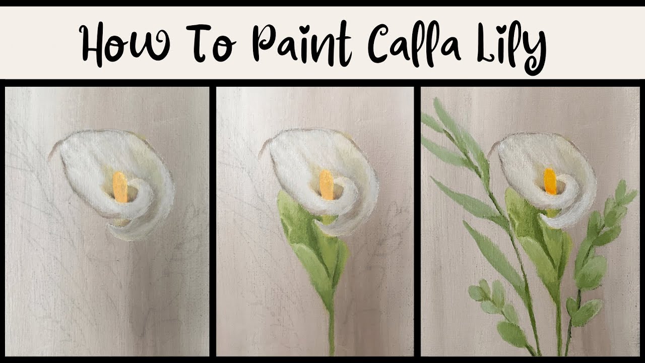 Easy STEP by STEP Tutorial Flower Acrylic Painting / Calla Lily