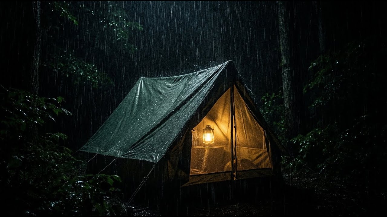 Heavy Rain on Tent in Complete Darkness | Pure Night Rain Ambience for Deep Sleep & Insomnia