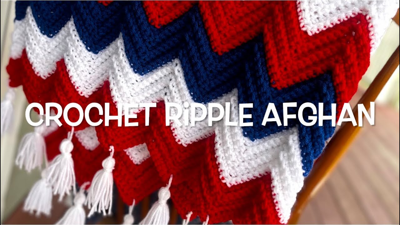 Easy crochet Afghan/Blanket/red, white &blue/ chevron tutorial