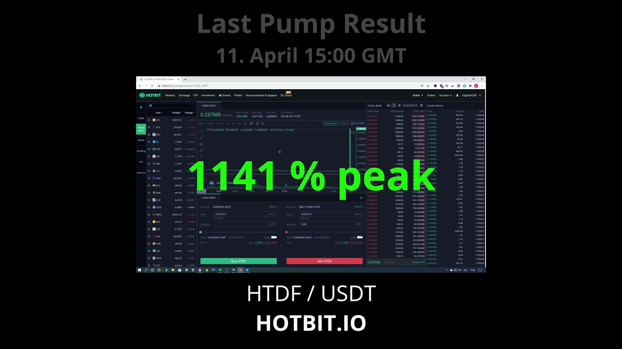 AMAZING PUMP AND DUMP HTDF / USDT 1141%