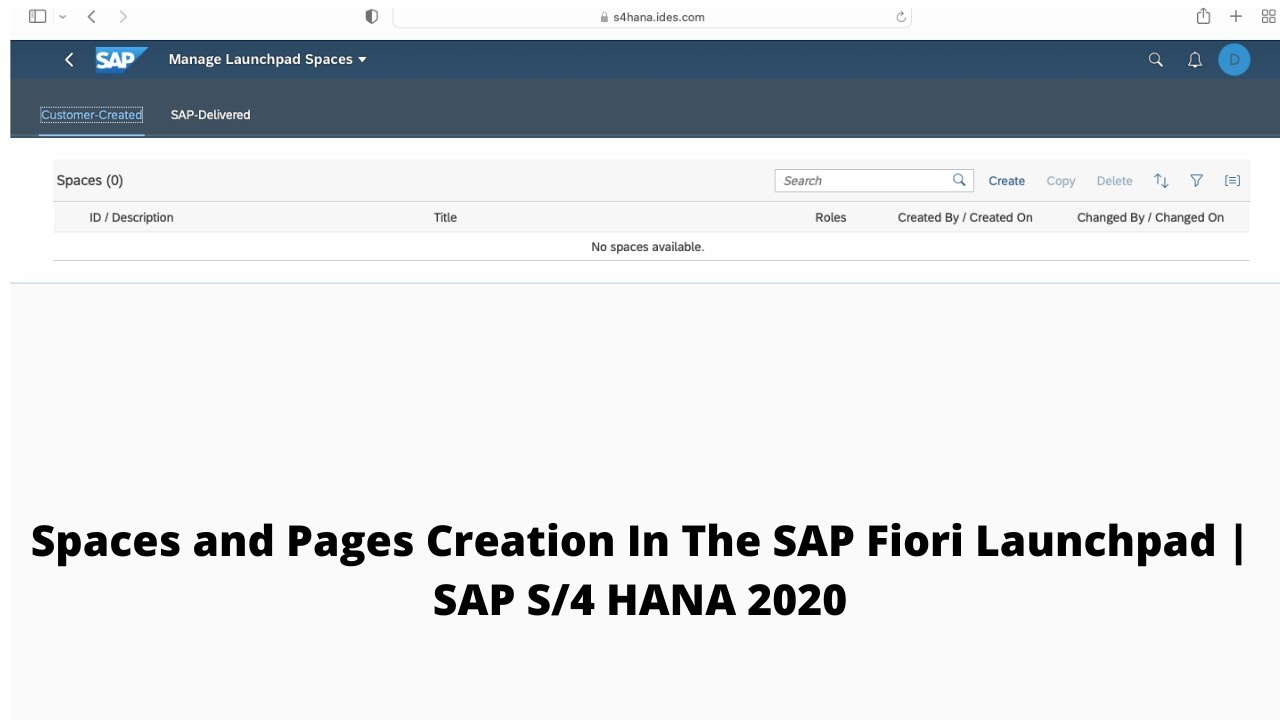 Создание пространств и страниц в панели запуска SAP Fiori | SAP S/4 HANA 2020