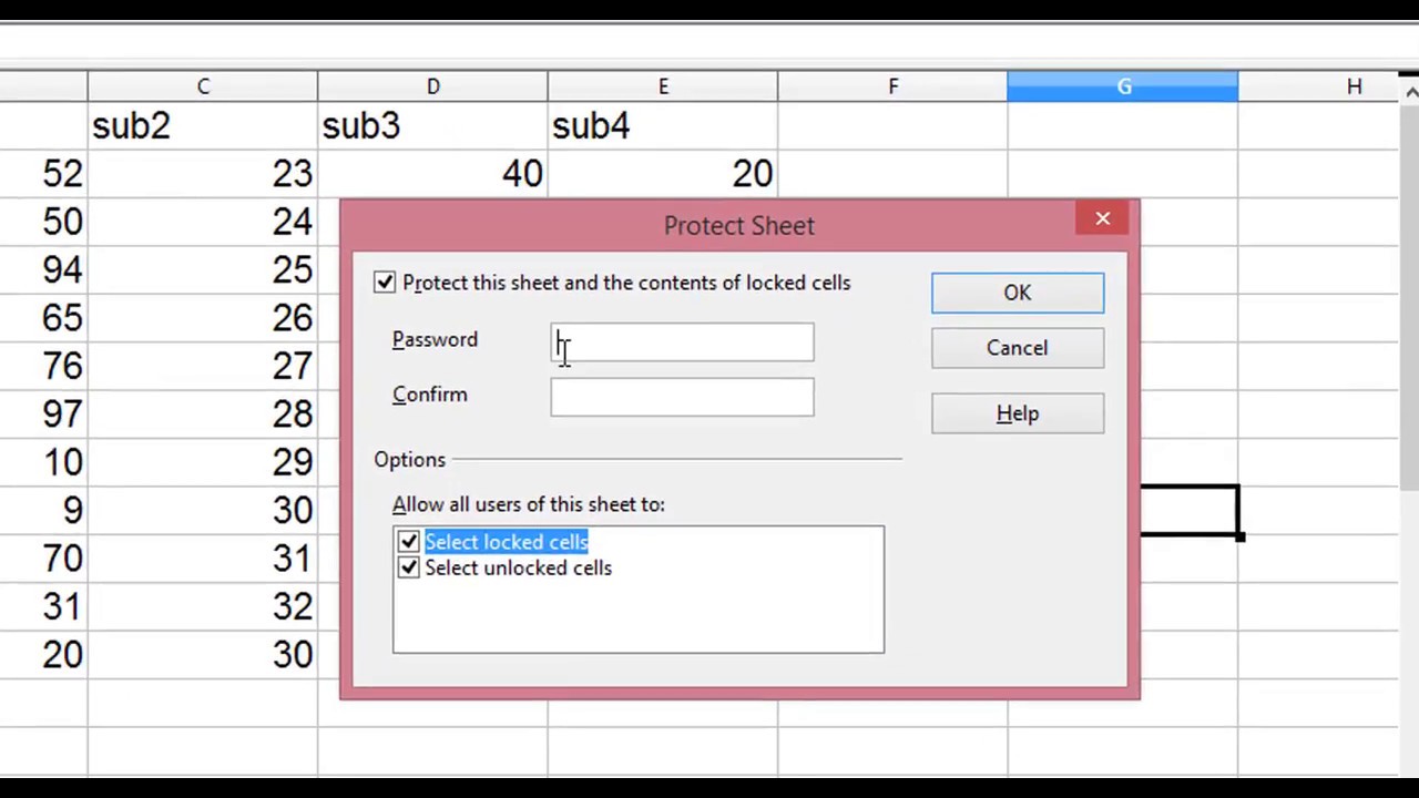 open office spreadsheet-protect entire sheet at once