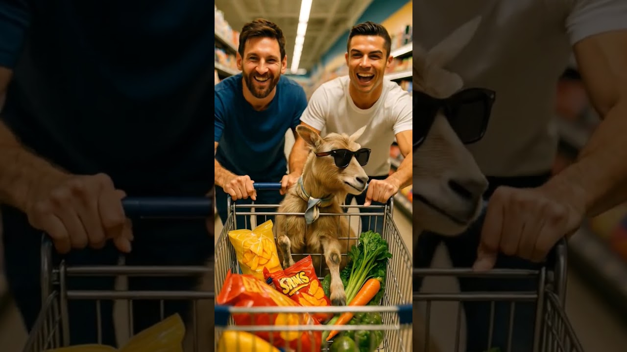 Messi&nbsp;&&nbsp;Ronaldo&rsquo;s Epic Goat Supermarket Challenge! 🛒🤣 #Shorts