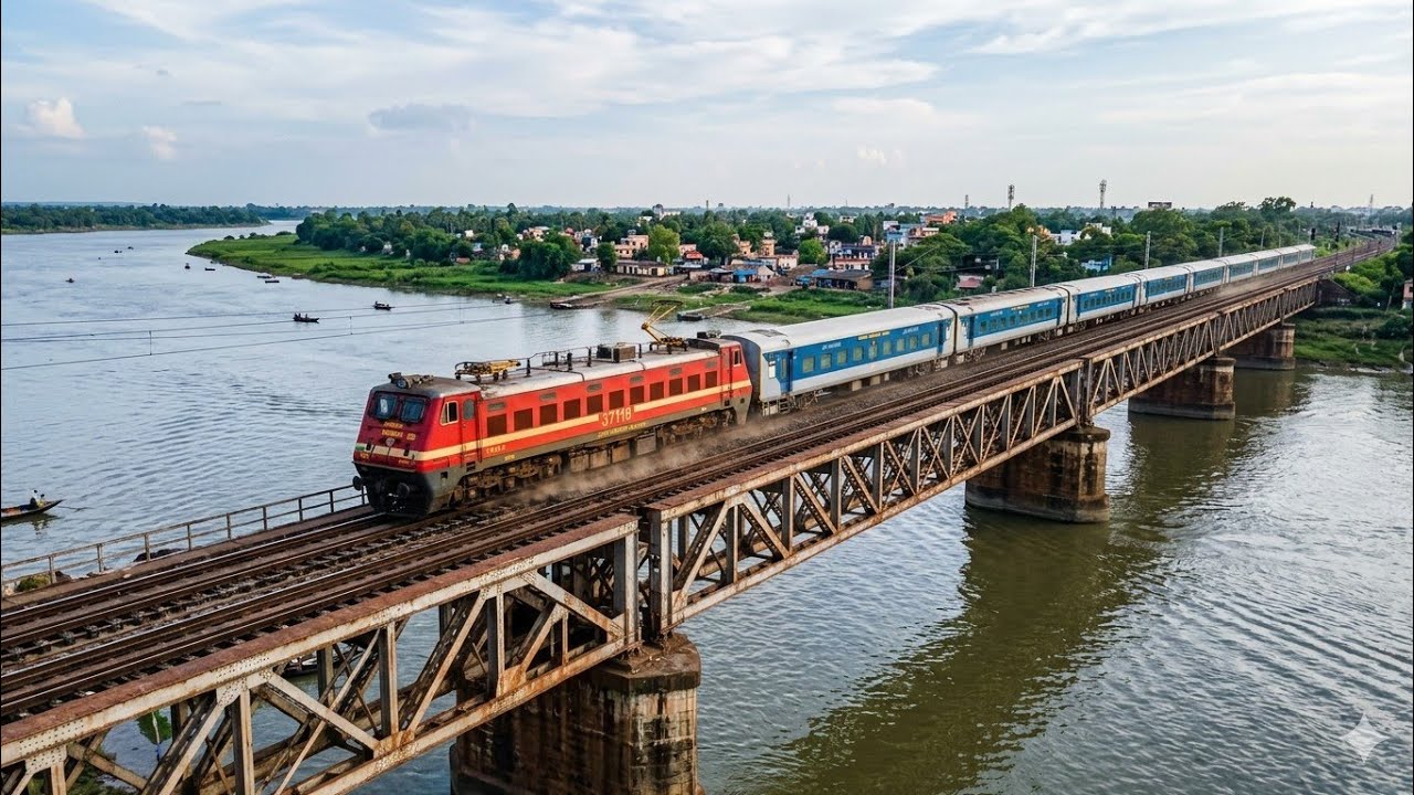 12021 Barbil Jan Shatabdi Blasts Over the Rupnarayan River!#viral#railway#train#trainvlogger#travel