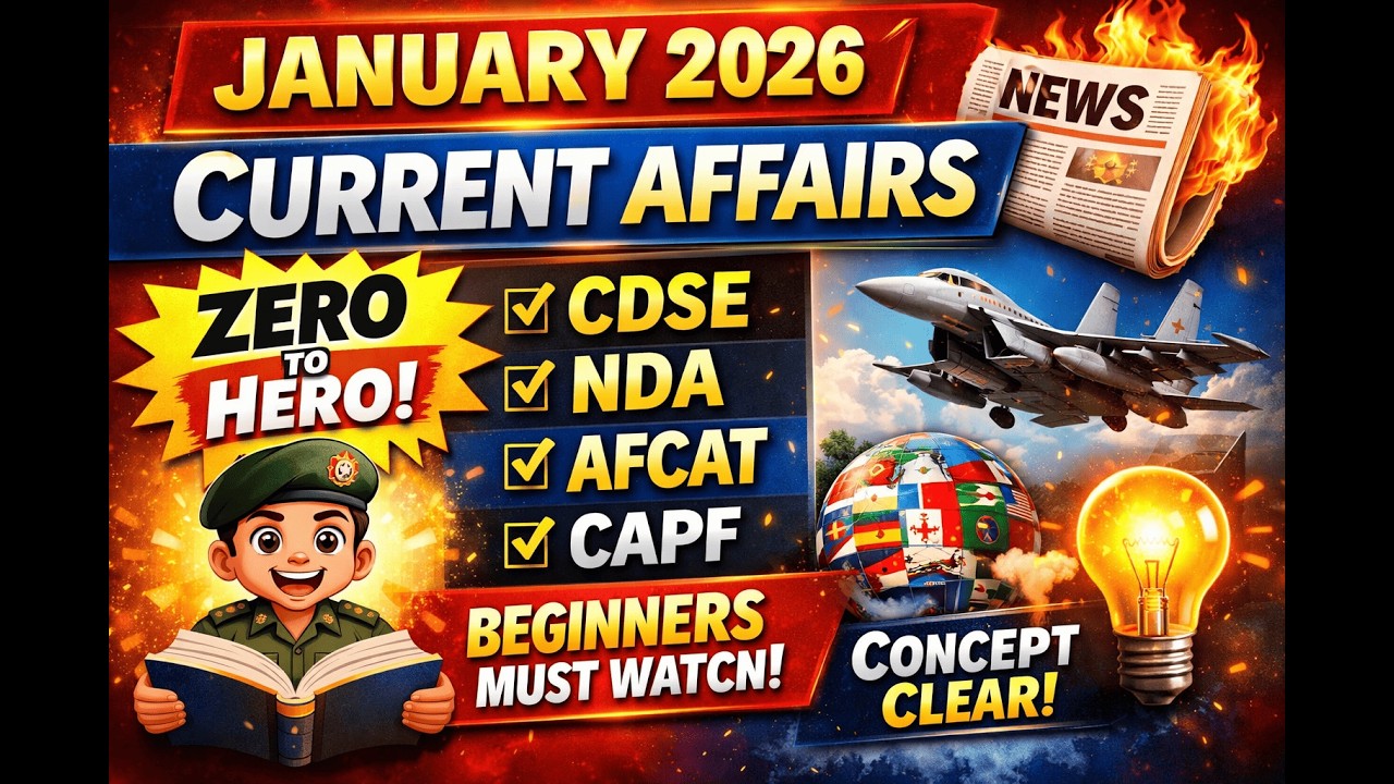 January 2026 Current Affairs 🔥 | Explained for CDSE, NDA, AFCAT & CAPF | For Absolute Beginners
