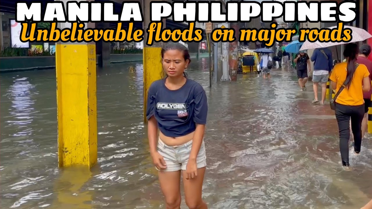 MANILA IS FLOODED! When typhoon hits flooding everywhere [4k] walking tour