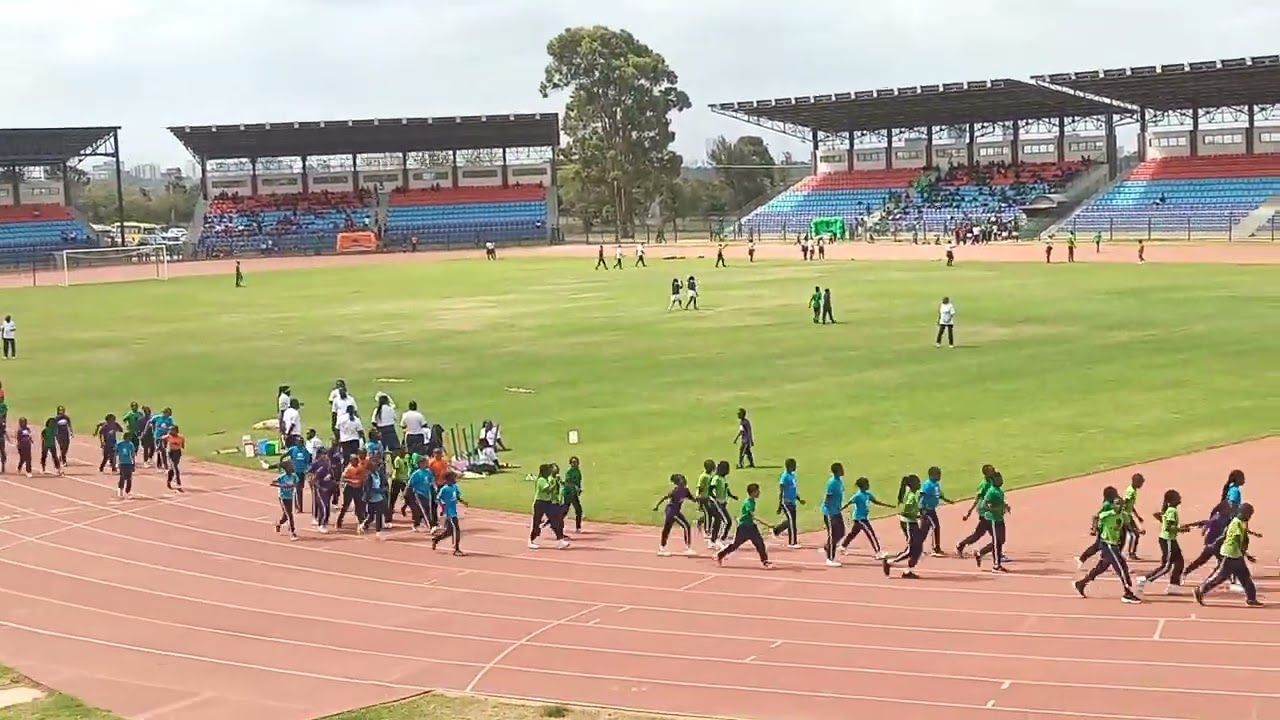 Stepping Stones Elementary School children in a walking race