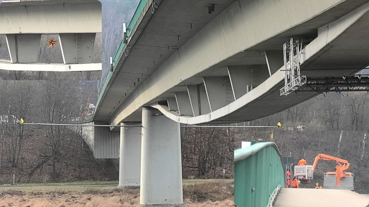 Elbe und Bahnbrücke in Bad Schandau -Vorbereitungen für Behelfsbrücken