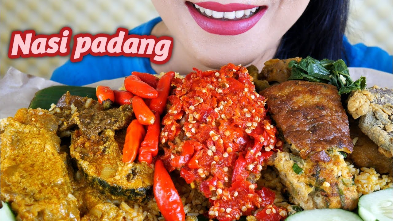ASMR NASI PADANG LAUK AYAM GEPREK, GULAI TUNJANG, RENDANG, GULAI TONGKOL, PARU | EATING SOUNDS