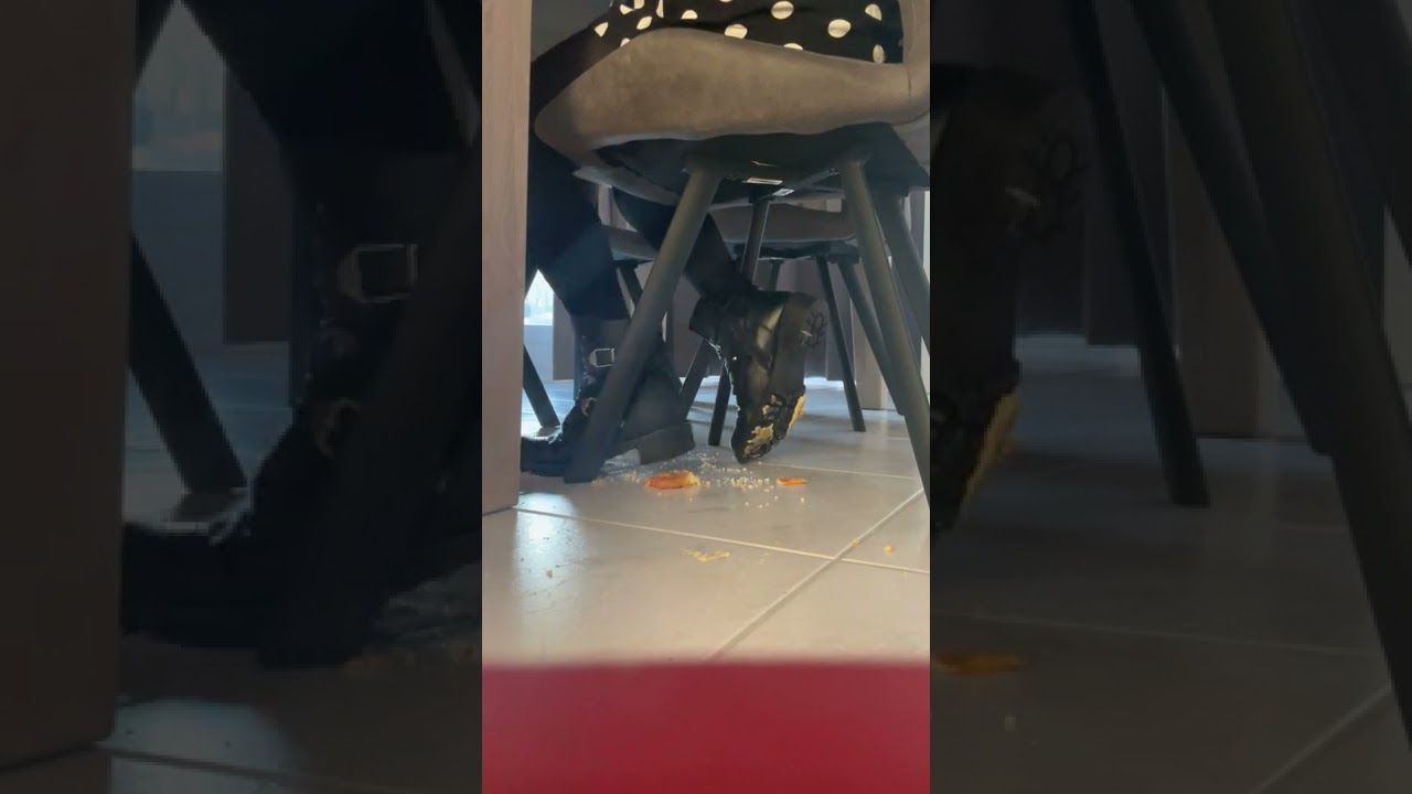 trample food with my black boots