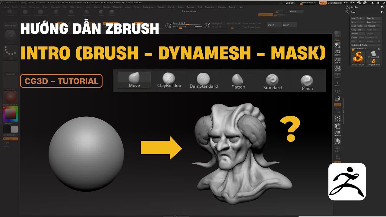 Tự học ZBrush | Giao diện phần mềm | CG3D TUTORIAL 