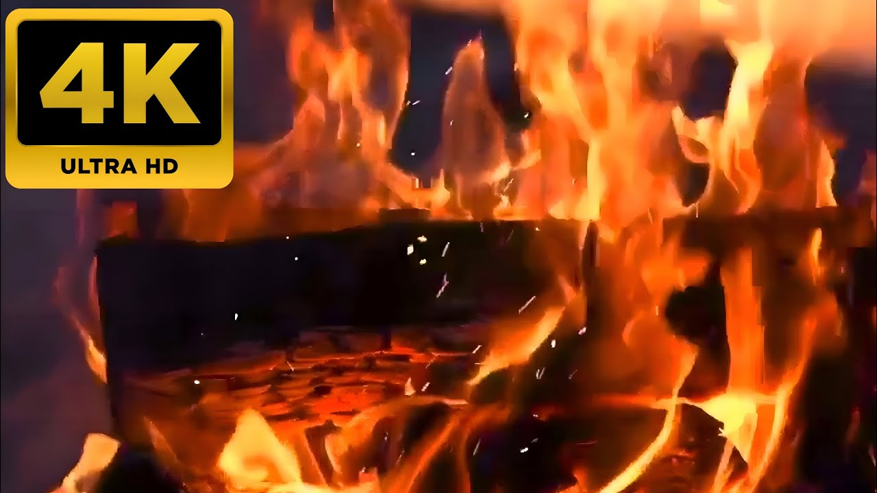 Cozy Fireplace 🔥 4K (1 HOURS) - Fireplace with Creaking Fire Sounds. Fireplace Ambience 