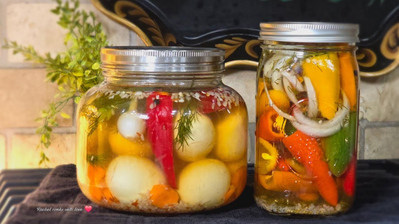 Easy Pickled Eggs // Pickled Sweet and Spicy Mini Peppers / Voted best Recipe ❤️