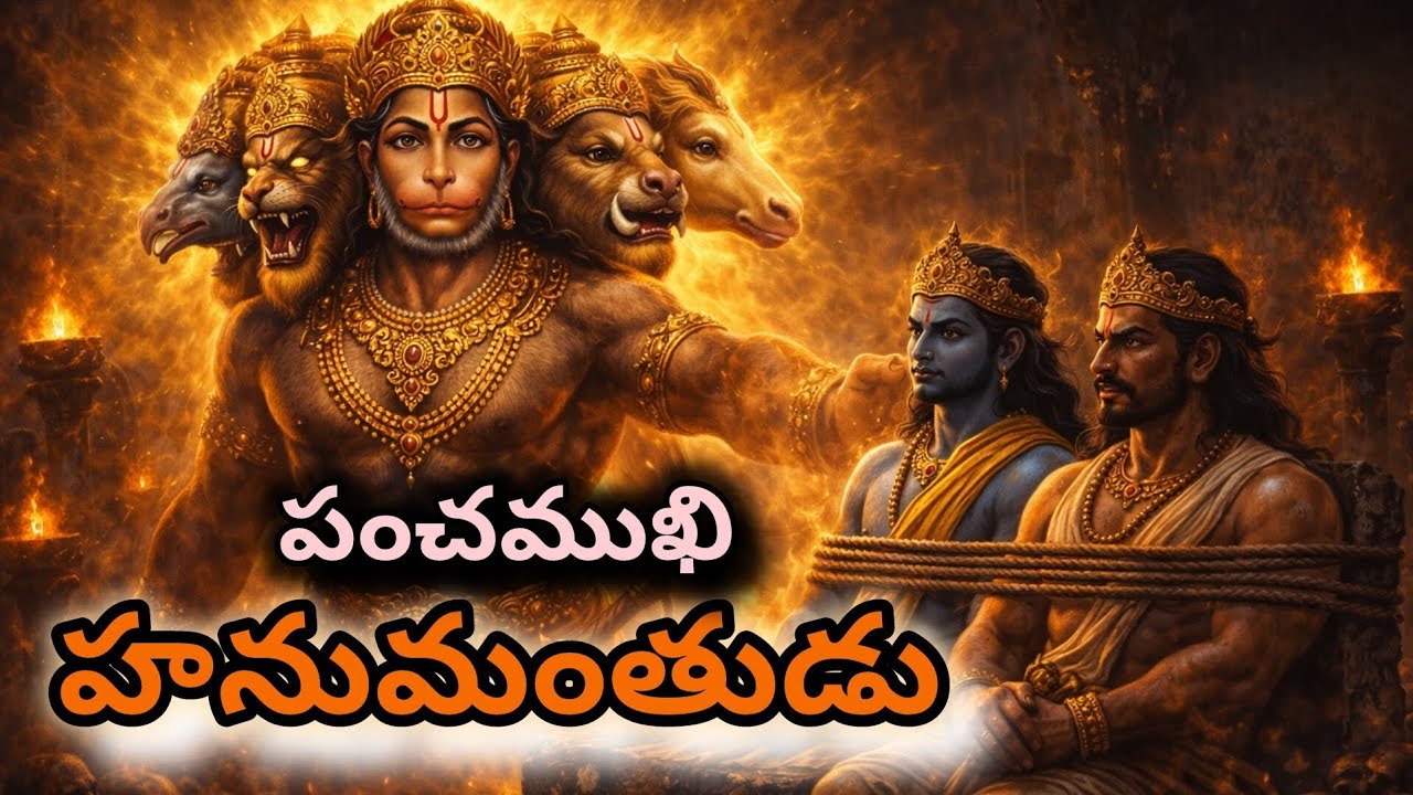పంచముఖి హనుమంతుని ఆవిర్భావం | అహిరావణ వధ | Ramayana Telugu Bhakti Story | Panchamukhi Hanuman