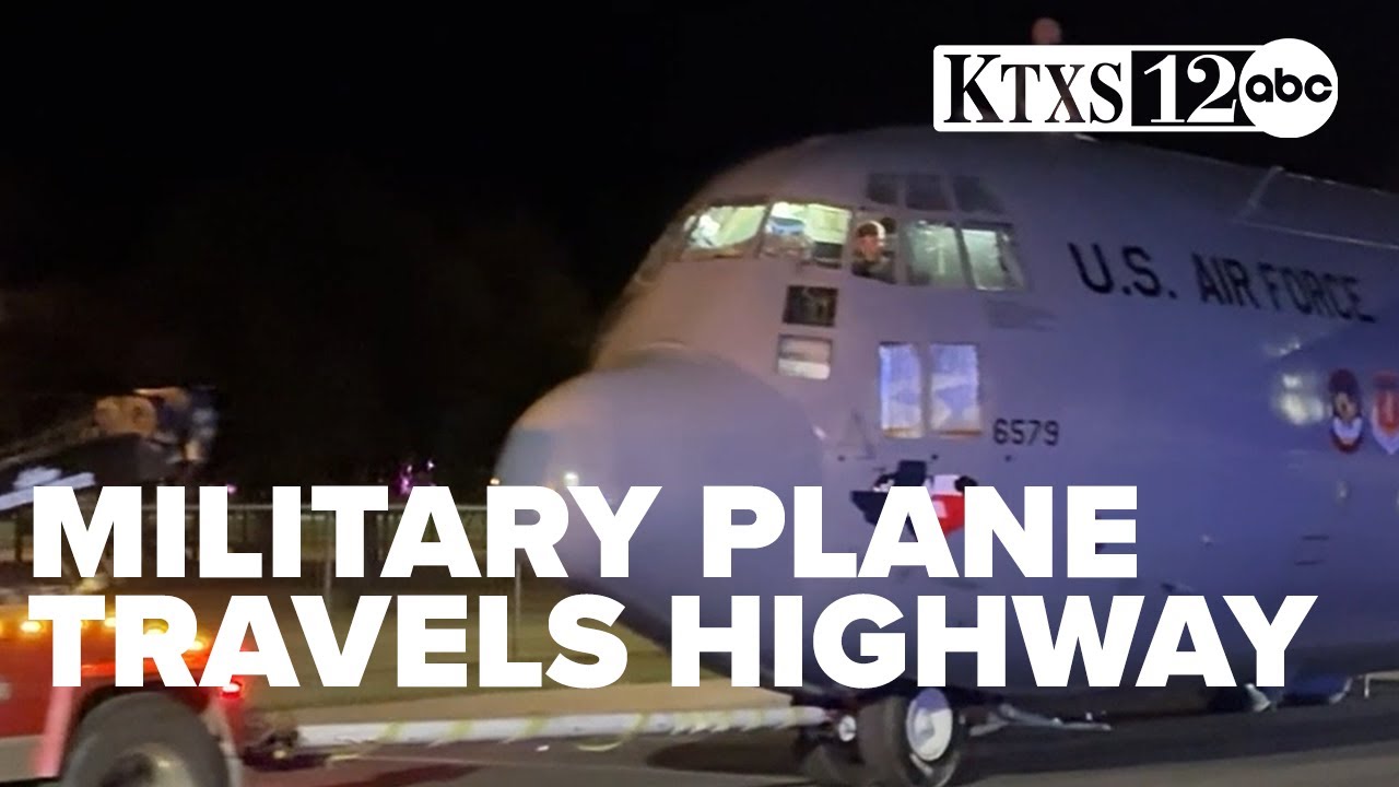 C-130 travels down highway for Abilene Zoo exhibit