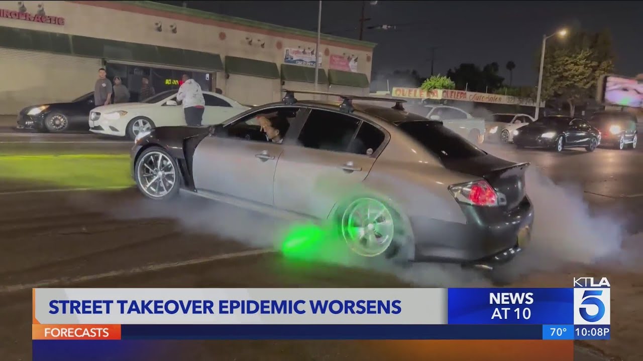 Street takeovers leave destruction, burning vehicles in South L.A.