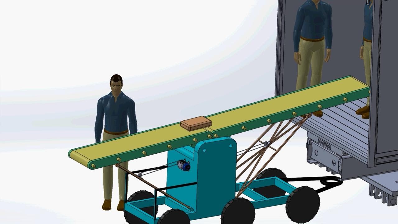 Solid works design and animation of a stacking conveyor