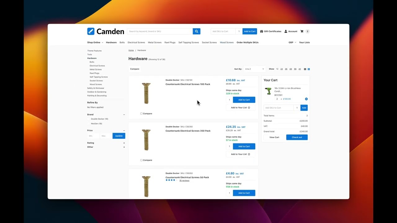 Add to Cart by SKU in the Camden B2B Theme for BigCommerce &ndash; Streamline Bulk Ordering