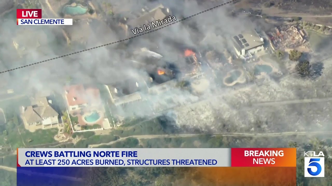 Norte Fire explodes to 250 acres, burns homes in San Clemente, San Juan Capistrano area