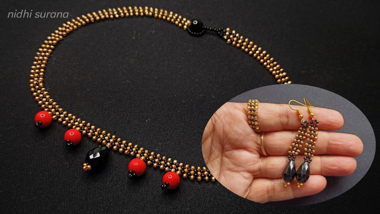 ⚜️How to make Beaded Jewelery set/Necklace/Earrings/Ring/Collar/Pendientes/Anillo/Tutorial diy