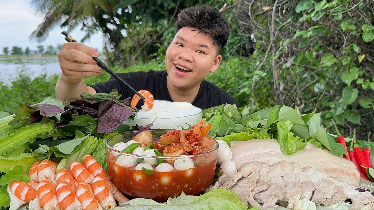Mắm Đu Dủ Dưa Cà Giòn Tan Chấm Thịt Luộc Tôm Nhìn Thôi Đã Thèm | Dương Doubar