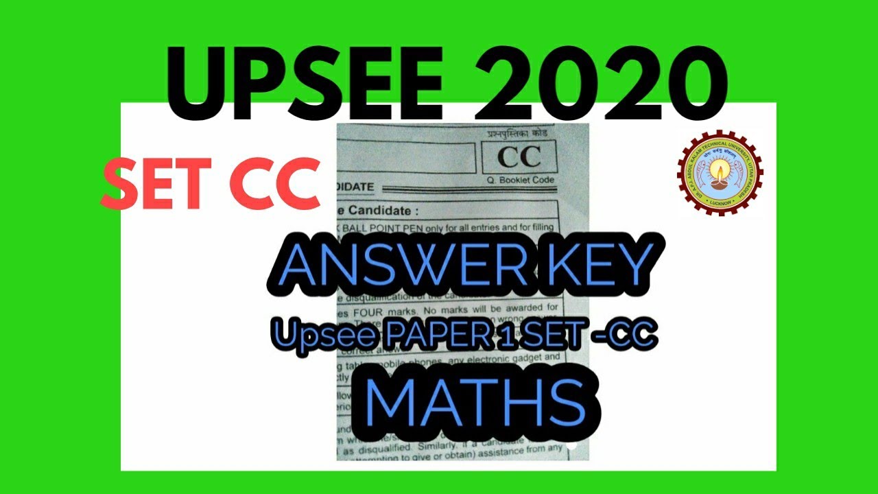 UPSEE 2020 PAPER 1 (CC) MATHS ANSWER KEY