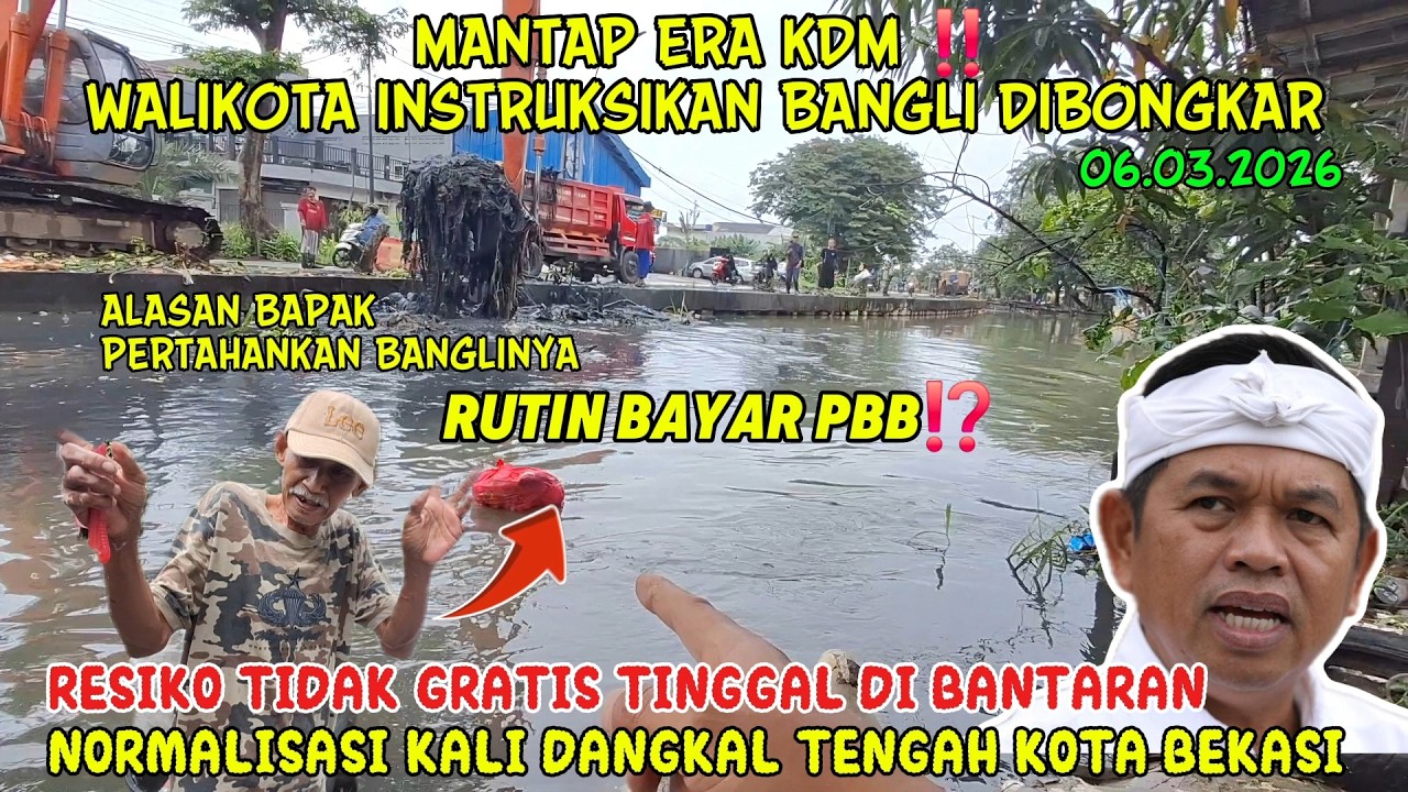 KDM MARAH TAU INI‼️ NORMALISASI KALI DANGKAL TENGAH KOTA BEKASI Pasca Bongkar Bangli Sepadan Kali