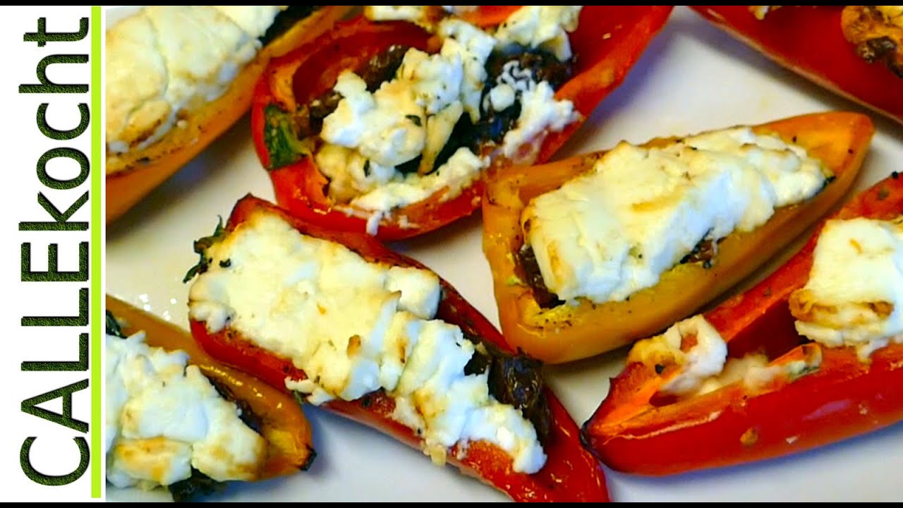 Mini Paprika mit Feta zum BBQ oder als Tapas Gericht. Rezept