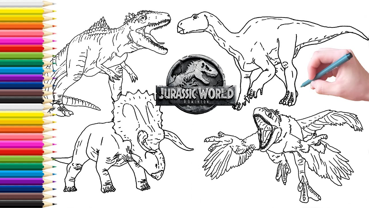 Drawing and Coloring dinosaur collection from Jurassic World Dominion