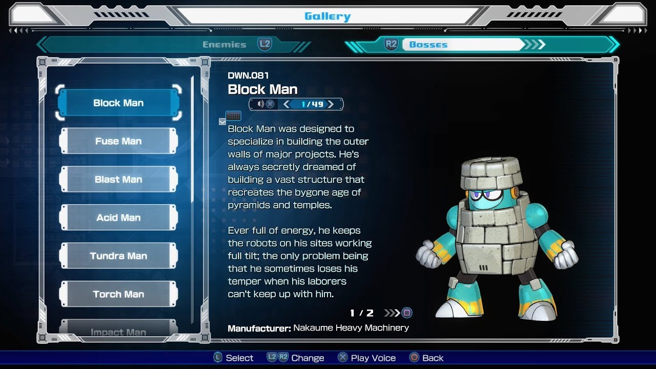 Mega Man 11 - All Gallery Entries (Enemy & Boss Database)