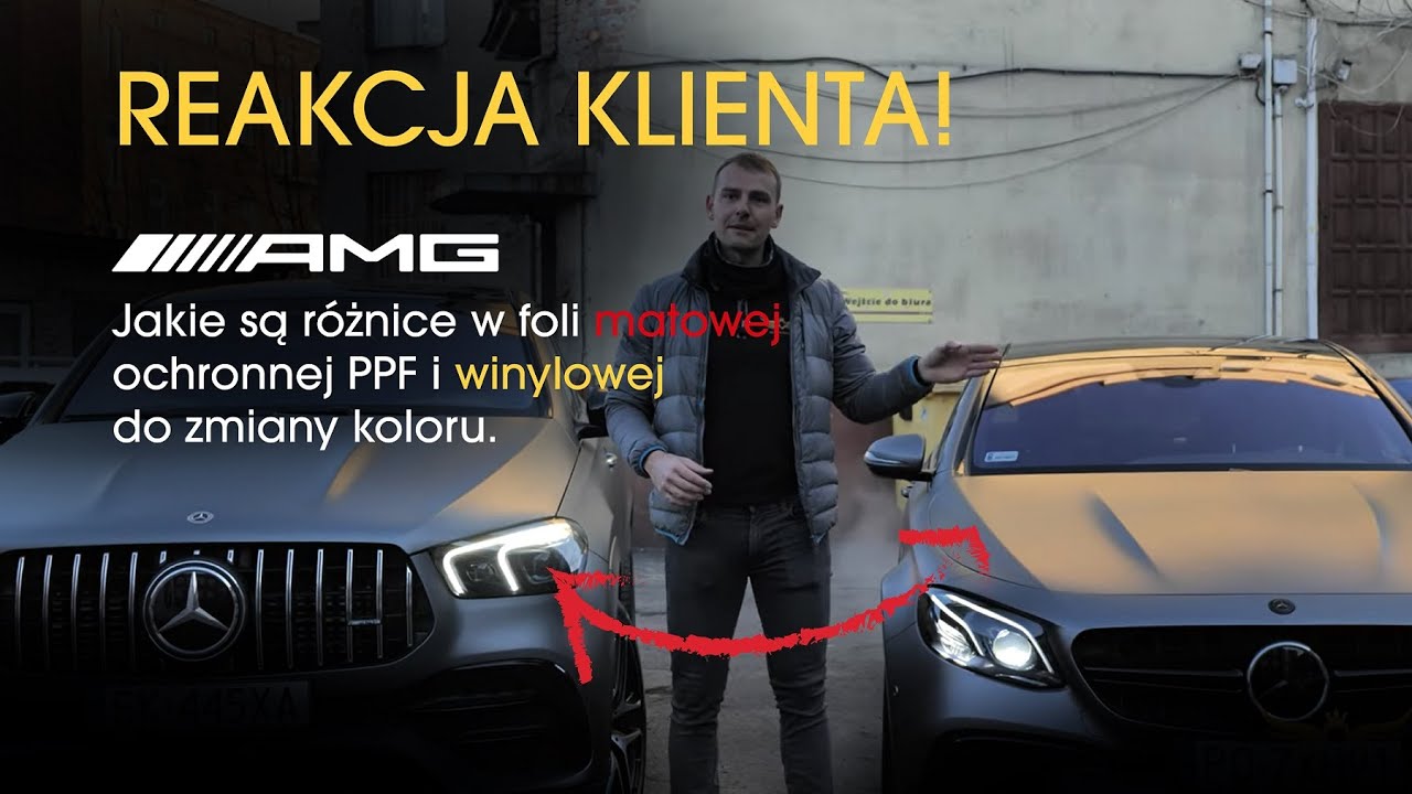 Reakcja klienta! Mrożenie lakieru folią PPF Mercedes E53 AMG, Zmiana koloru szary MAT Mercedes E63s