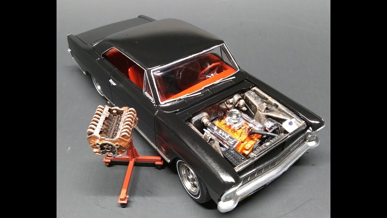 1966 Chevy Nova SS 327 2n1 1/25 Scale Model Kit Build Review Painting Weathering AMT AMT1198