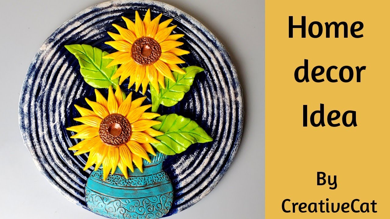 Home decor/Sunflower/Wall decor/ Art and craft/Clay mural/CreativeCat