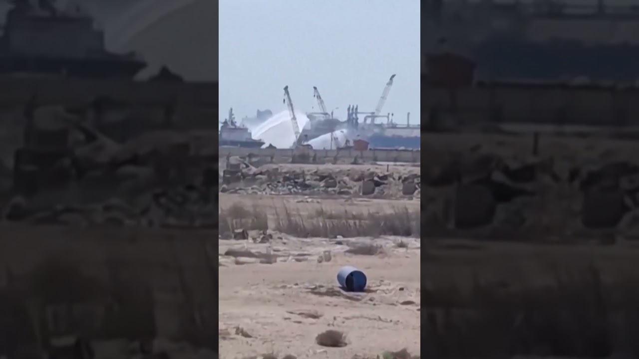Fire Engulfs US -Owned Gas Tanker in Egypt Following Suspected Drone Strike #shorts