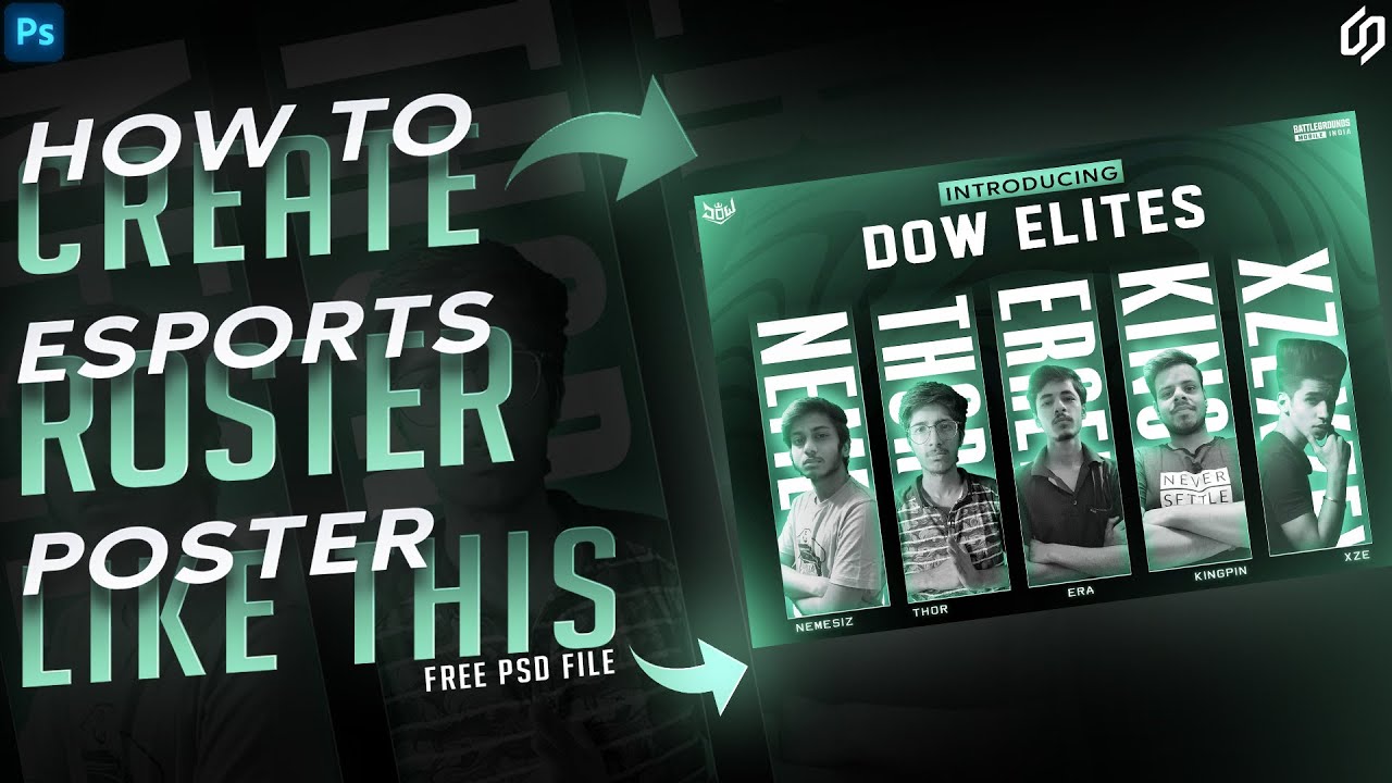 How To Create Professional Esports Roster Poster In Photoshop - FriveStudios