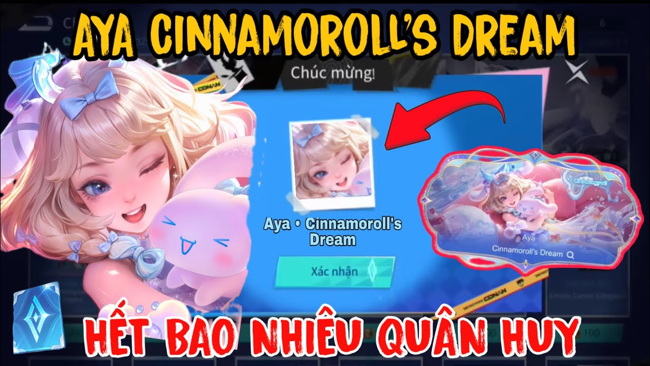 Săn Skin Aya Cinnamoroll's Dream siêu xinh, bao nhiêu quân huy cho skin hợp tác
