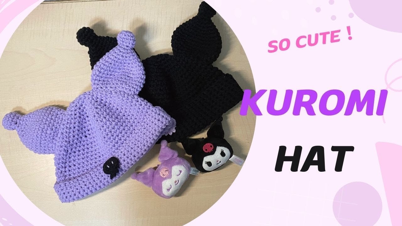 KUROMI Hat Crochet（for beginners) Free Patten｜鉤針庫洛米帽教學（新手適合）附圖解