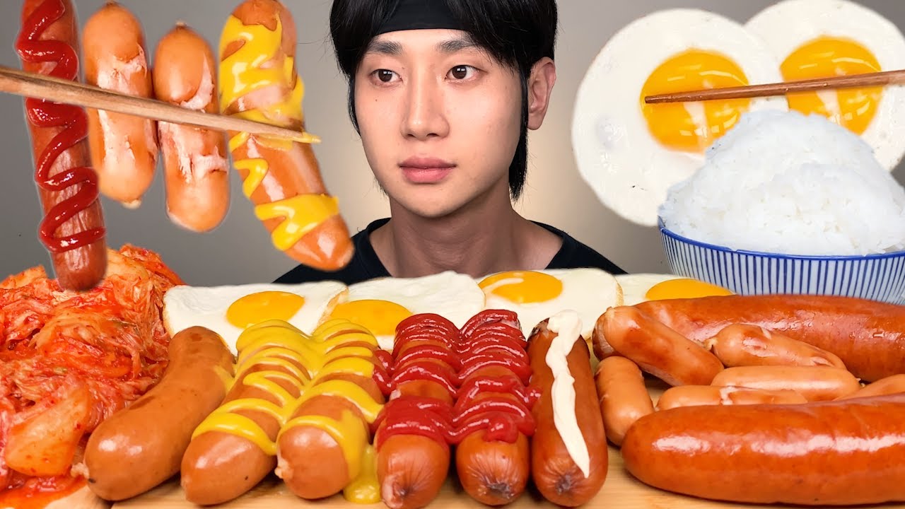 육즙가득 여러가지 소시지 & 계란후라이, 배추김치, 흰쌀밥 먹방~킬바사소세지, 쟌슨빌소세지, 의성마늘프랑크소세지, 비엔나소세지 집밥 리얼사운드 ASMR Sausage MUKBANG