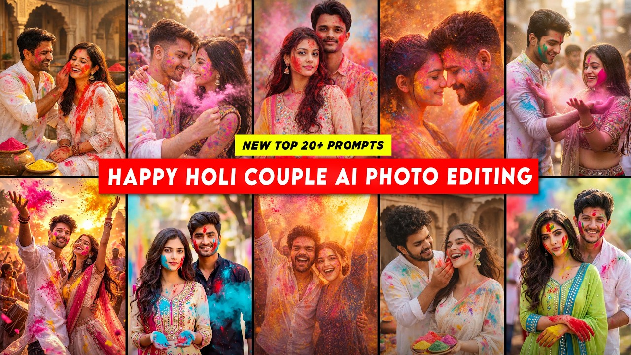 Happy Holi Couple Photo Editing 2026🤩| Gemini Holi Photo Editing Prompts | AI Se Holi Ka Photo Kaise