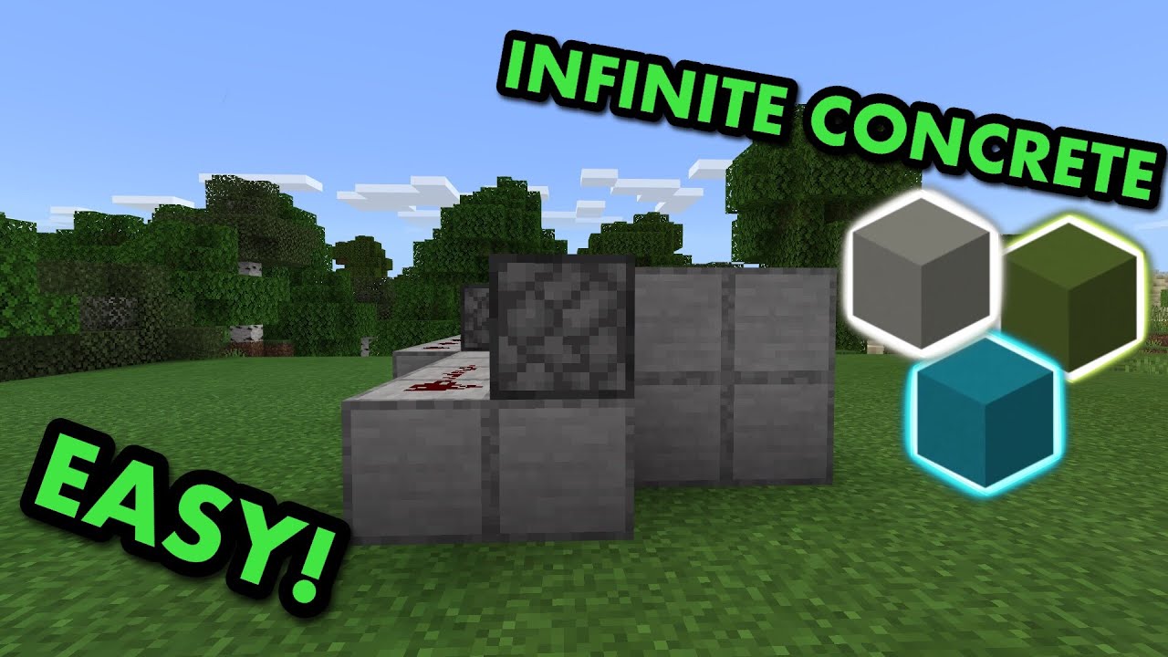 SIMPLE AUTOMATIC CONCRETE FARM TUTORIAL in Minecraft Bedrock (MCPE/Xbox/PS4/Switch/Windows10)