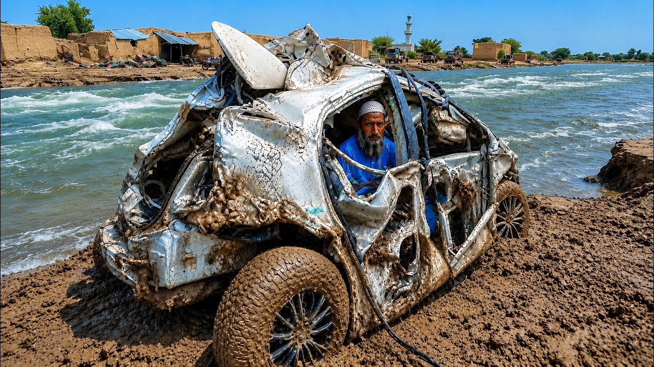 IMPOSSIBLE REPAIR - Pakistani Workshop Restores a Car Swept Away by Floodwaters - @accidentmaster